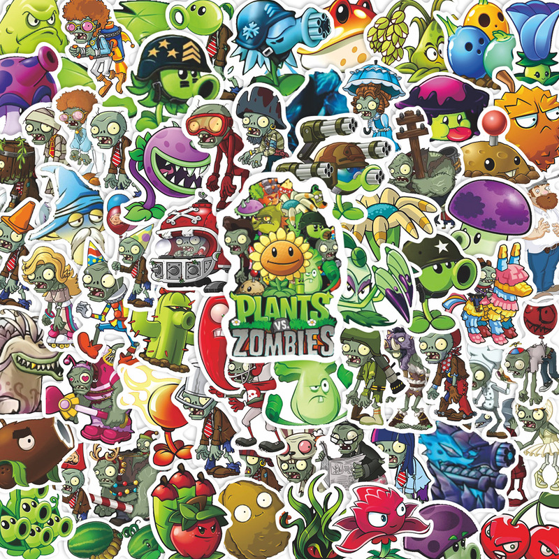78 Plants Vs. Zombies Game Cartoon Pvc Peripheral Graffiti Stickers DIY Handbook Notebook Waterproof Stickers