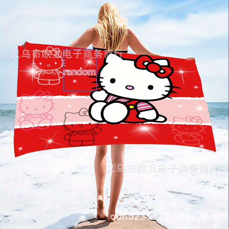 Temu Hot Sale Sanrio Hello Kitty Pattern Beach Towel Large Soft Absorbent Sunscreen Lightweight Towel