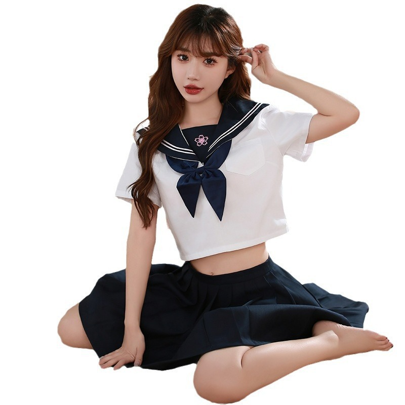 GUANGXIANG 일본 JK 유니폼 선원 세트 학생 반팔 활 주름 치마 대학 스타일 세트