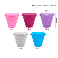 食品級硅膠便攜可摺疊爆米花桶微波爐可用耐高低溫帶蓋食品收納桶