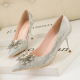 899-19 han edition fashion show thin sexy high-heeled shoes high heel with shallow pointed mouth shining diamond buckle women's shoes