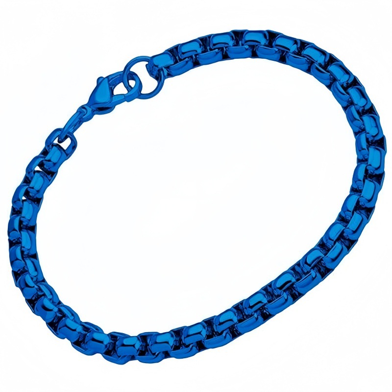 5mm 사각 진주 체인 팔찌 - 블루