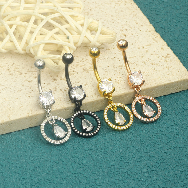 Heart Shape Zircon Belly Button Ring 316L Surgical Steel Navel Piercing Jewelry Wholesale Black detail image 7