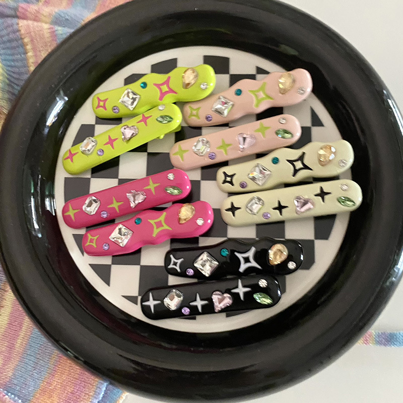 Glitzernde Stern Haarklammer Mit Strass Candy Farben Haarspange_voghion.com