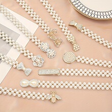 S 73054 Elastic Pearl Rhinestone Waist Chain ����ˮ������