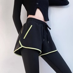 假两件运动健身长裤女夏透气小个子防走光修身网球羽毛球瑜伽裙裤
