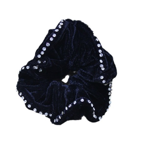 Korean style black velvet ring 60 pieces of rhinestone hair ring gold velvet large intestine ring hair ring professional hair flower wholesale