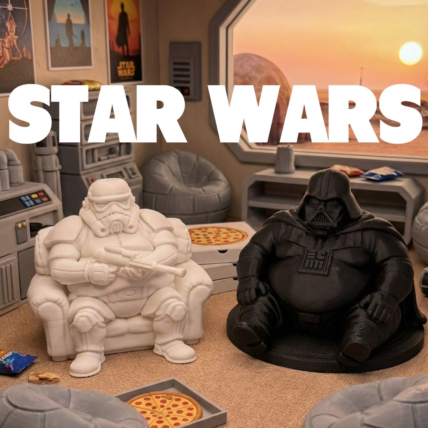 Foreign Trade Hot Product Fat House Star Wars Darth Vader White Soldier Stormtrooper Figure Ornaments Table Decoration Car Decoration