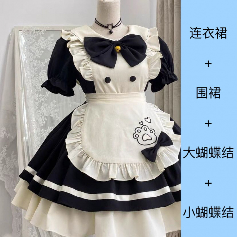 猫レストランかわいいopショートメイドロリータドレスエプロン日本ロリータ甘い女の子新しいスタイル|undefined