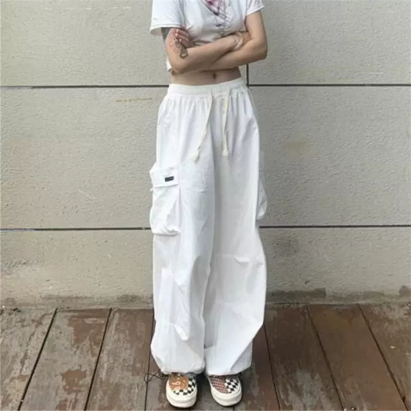 韩版ins学生百搭宽松显瘦帅气黑色工装裤女bf风阔腿束脚休闲裤潮