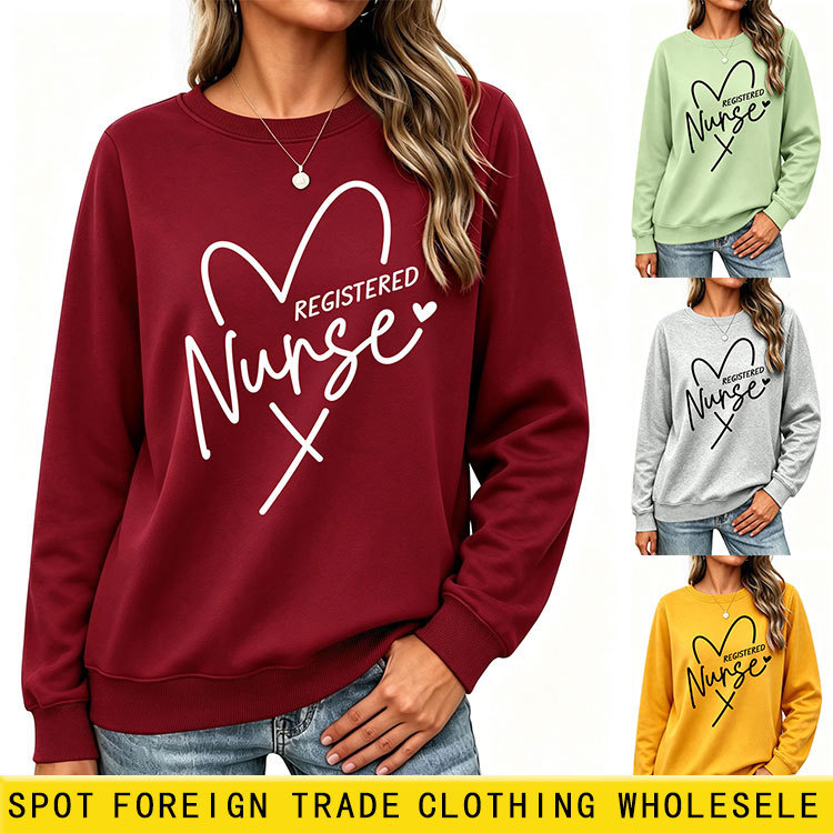 Registered nurse Amazon eBay independent store casual simple women's autumn and winter long-sleeve sports sweatshirt