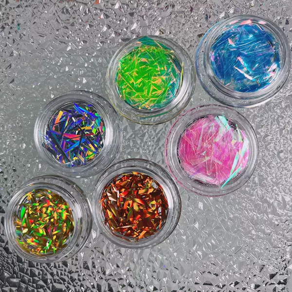 Nail Art Cellophane Fine Lines New Popular Hot Recommendation Imported Aurora Cellophane Fragments Colorful Stickers