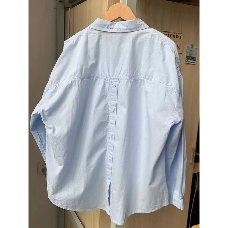 Back Split POLO Collar Cotton Shirt Coat Women's Spring and Summer Small All-match Loose Stacked Sun Protection Shirt Back Split POLO Collar Cotton Shirt Coat Women's Spring and Summer Small All-match Loose Stacked Sun Protection Shirt