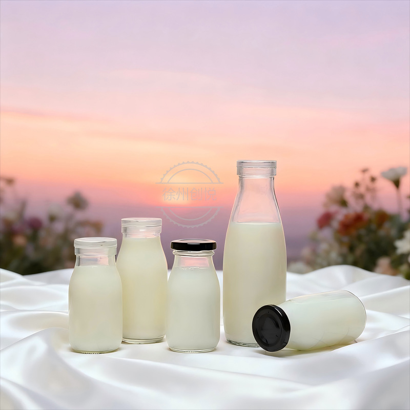 食品级200-500ml多种规格密封酸奶瓶玻璃牛奶瓶带盖豆浆瓶饮料瓶|undefined