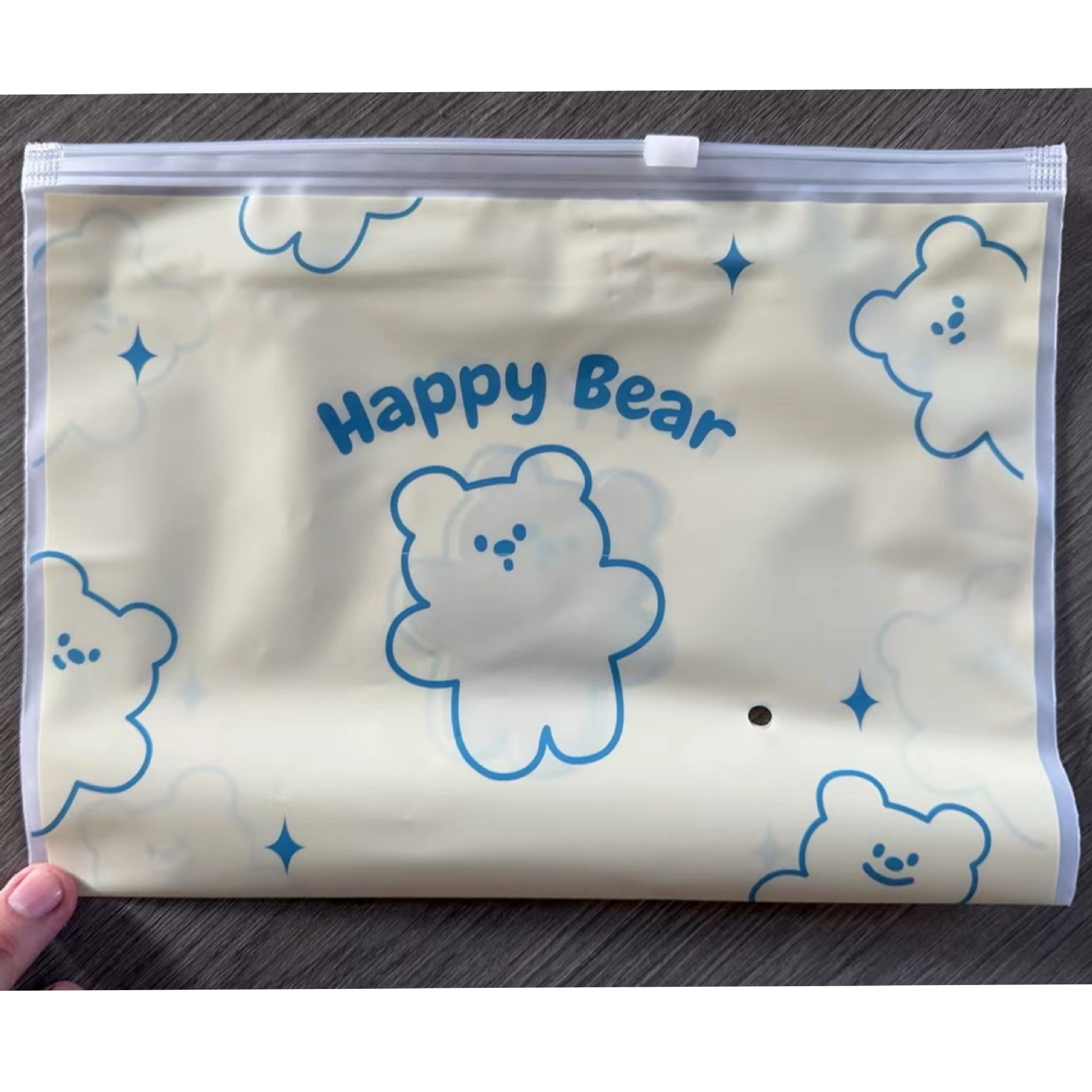 Cute oso esmerilado ropa bragas bolsa de embalaje calcetines al por mayor pijamas cremallera translúcida bolsa pequeña bolsa de joyería