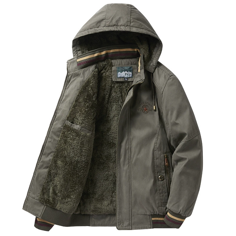 Мужская повседневная хлопковая верхняя одежда из бархата ягненка, зимняя теплая верхняя одежда из чистого хлопка на флисовой подкладке, утолщенная свободная хлопковая верхняя одежда для папы, хлопковая куртка