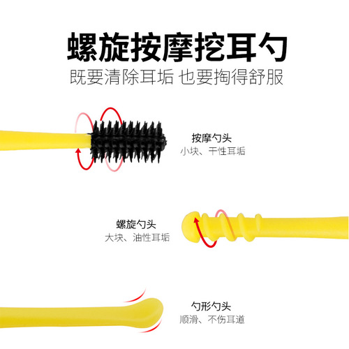 Manufacturer wholesale children's luminous ear spoon set visible ear pick ear wax tweezers nose clip with light baby nail scissors