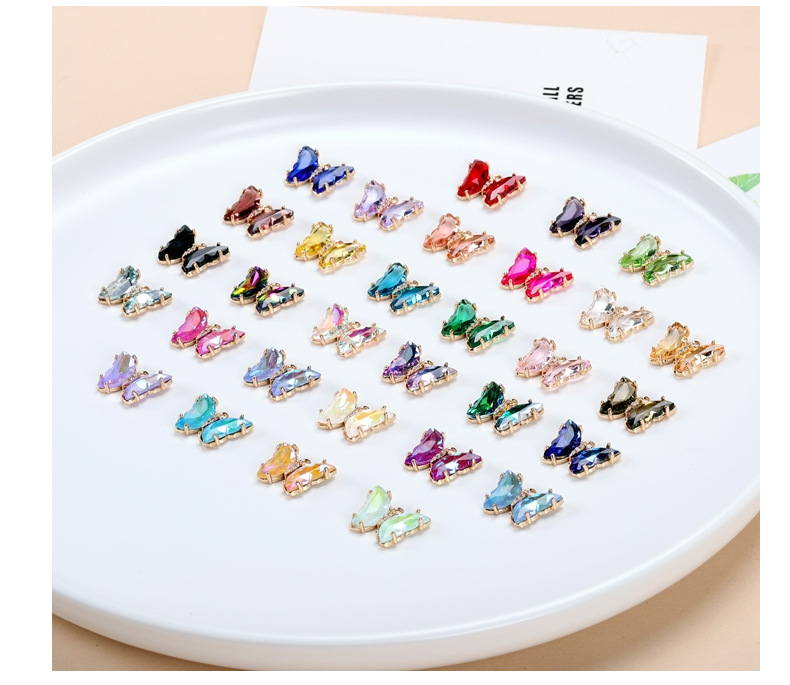 Pendant Jewelry Making Type 20 PCS/Package 15 * 19mm Copper Glass Butterfly Pendant