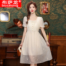 新款西装领连衣裙女短袖收腰气质职业连衣裙工作服显瘦 6822