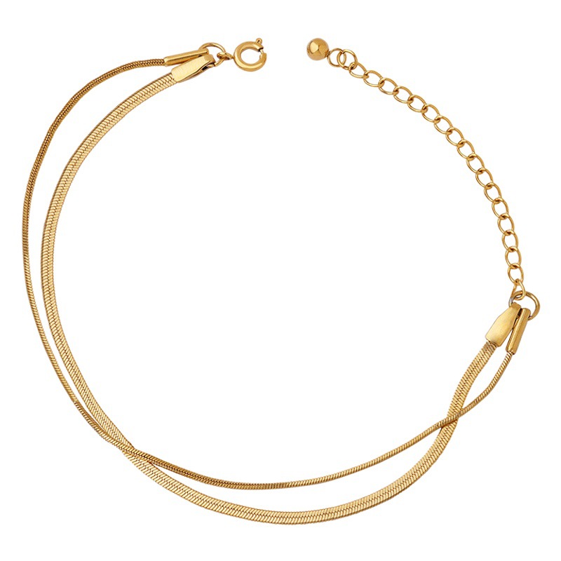 Joyería europea y americana hebilla doble capa hoja cadena exquisita pulsera versátil moda titanio acero chapado en oro novias pulsera E208