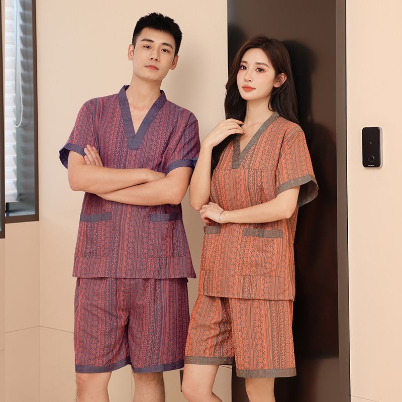 스웨트셔츠 여성용 가슴 더블 레이어 비료 플러스 사이즈 연인 남성 목욕 옷 사우나 옷 발 마사지 및 마사지 세트