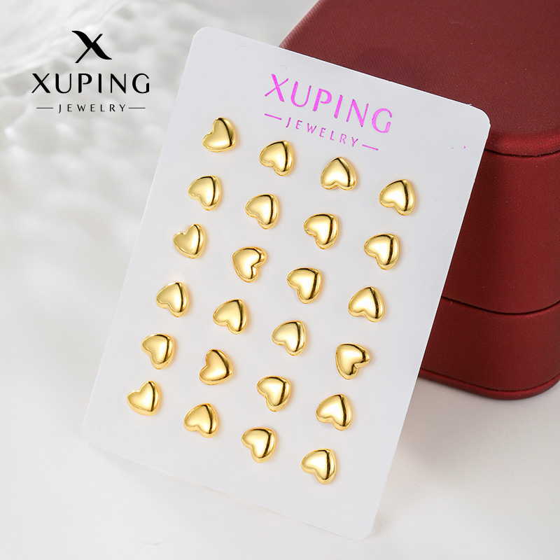 Xuping joyería nueva aleación de moda chapado 24k color delicado temperamento compacto brillante amor pernos personalizados para mujeres