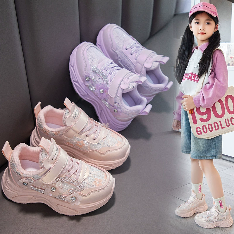 Детская спортивная обувь новый 2024 весна и осень цветы удобные двойные сетки дышащая девушка папочка обувь повседневная обувь детская обувь