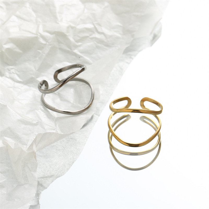 Minimalistic one size fashionable adjustable ring stainless steel