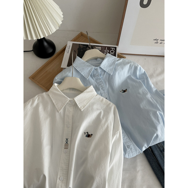 2026 Academy Style Fresh Embroidered Cartoon Horse Shirt for Women, Spring Long Sleeve Pure Cotton Top 2026 Academy Style Fresh Embroidered Cartoon Horse Shirt for Women, Spring Long Sleeve Pure Cotton Top