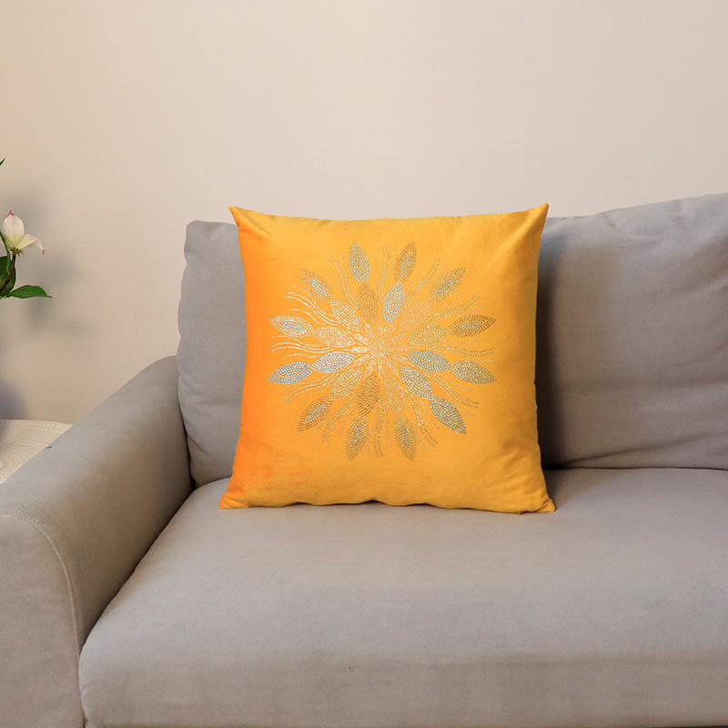 Moderno semplice colore olandese velluto strass fiore federa decorazione della casa modello camera divano cuscino fodera all'ingrosso_voghion.com
