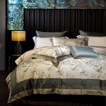 100支长绒棉四件套高精密锦缎色织提花欧式高档奢华床上用品被套