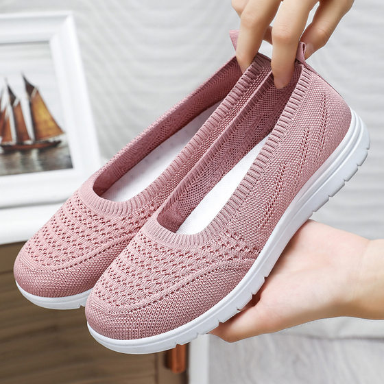 Shoes Women's All-match Spring New Old Beijing Cloth Shoes Shallow Mama's Flat Shoes One-step Lazy Shoes for Hair