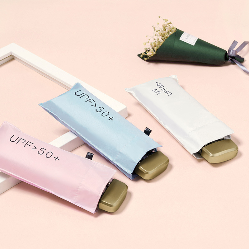 Wholesale Ultra-Light Flat 50% off Umbrella Six-Bone Sunny Umbrella Mini Sun Umbrella Rain or Shine Dual-Use Folding Sunshade and Sun Protection Gift