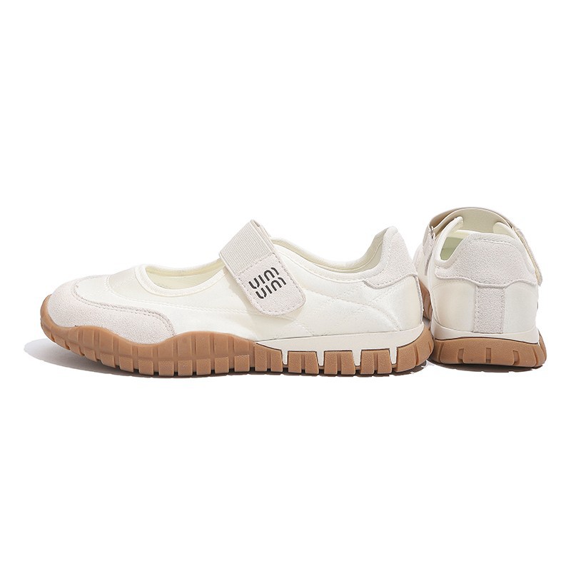 Zapatos de mujer Mary Jane de color amarillo francés 2025 verano nuevo estilo interior velcro boca baja zapatos de lona de punta redonda zapatos individuales