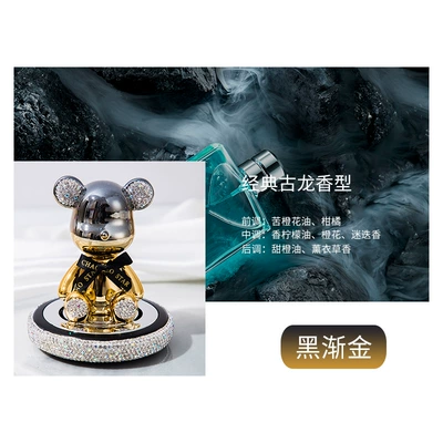 Creative diamond-encrusted shaking head Car Perfume Aromatherapy - diamond-black-to-gold-cologne