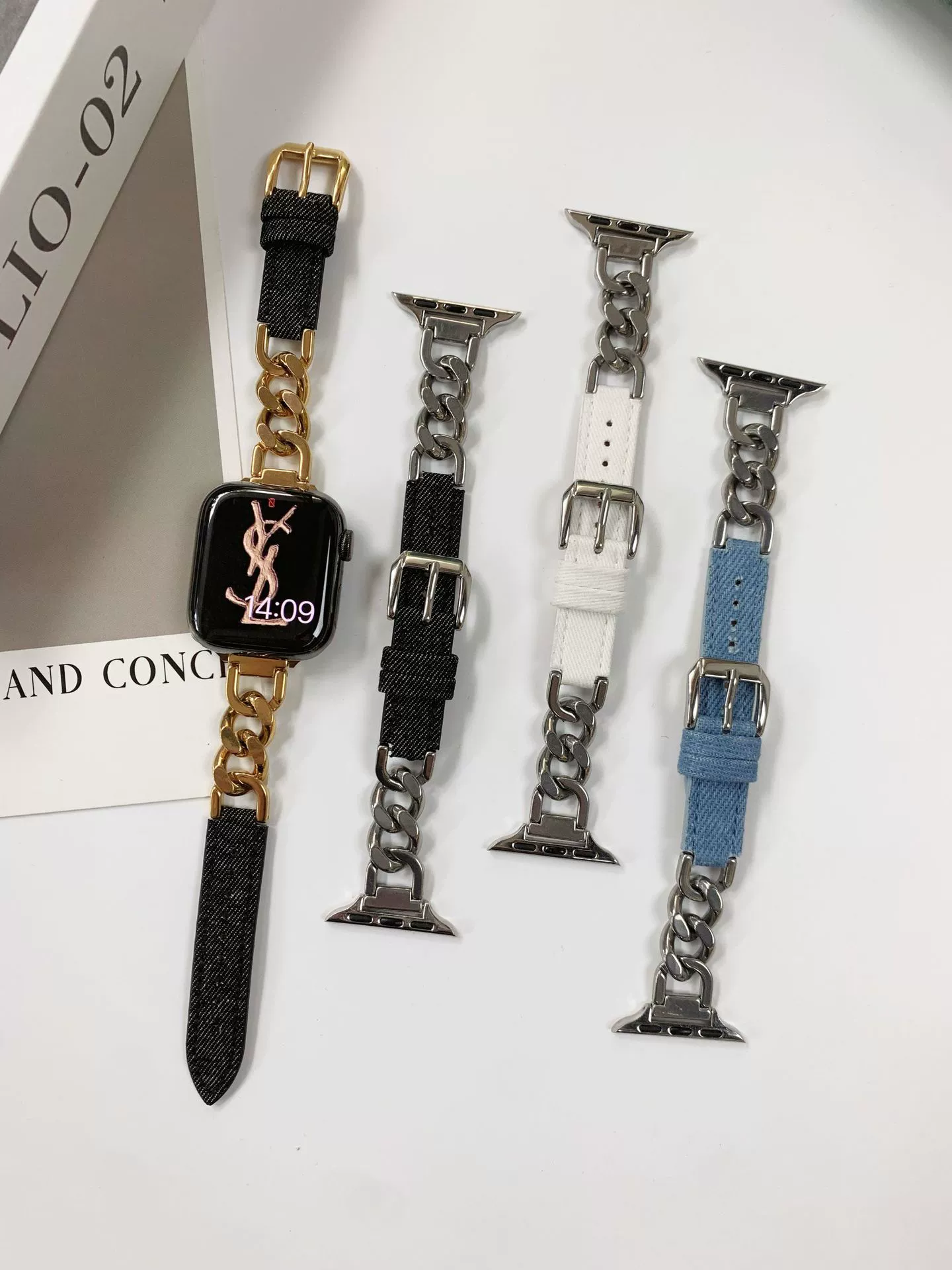 Apple, denim chain stainless steel, watch strap