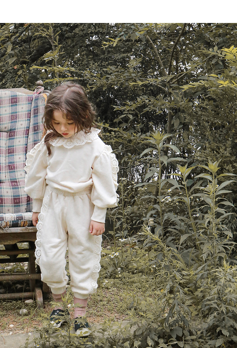 Abbigliamento per bambini Felpa con cappuccio a maniche lunghe pullover allentato in pizzo per bambina_voghion.com