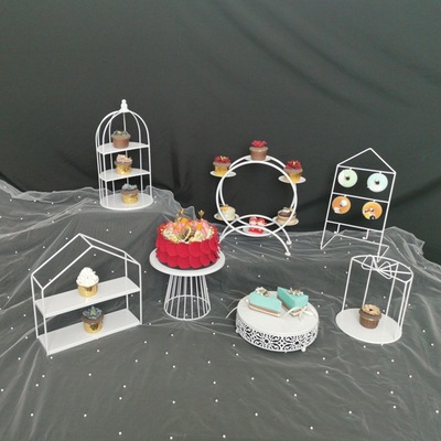 Decoración de mesa de postre de estilo europeo soporte de exhibición bandeja de pastel Decoración de mesa de boda traje creativo té de la tarde Merienda soporte image 4