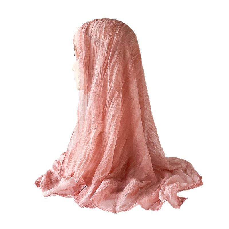 Women's Silk Scarf Spring Summer Sunscreen Wrinkle Free Solid Color Jersey Headscarf For Malaysian And Southeast Asian Style_voghion.com