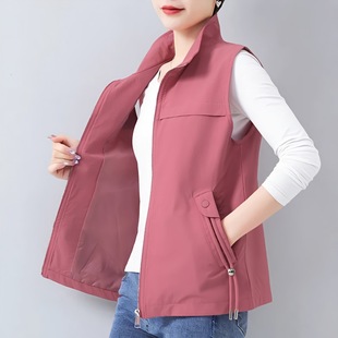 Spring and Autumn Short Vest Women's 2025 New Style Middle-aged and Old-aged Western Style Mother Loose Vertical Collar Outer Wearing Vest Vest Waistcoat