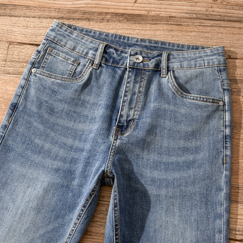 Осенняя тенденция эластичных джинсов для отдыха, slim fit, свободный прямой крой