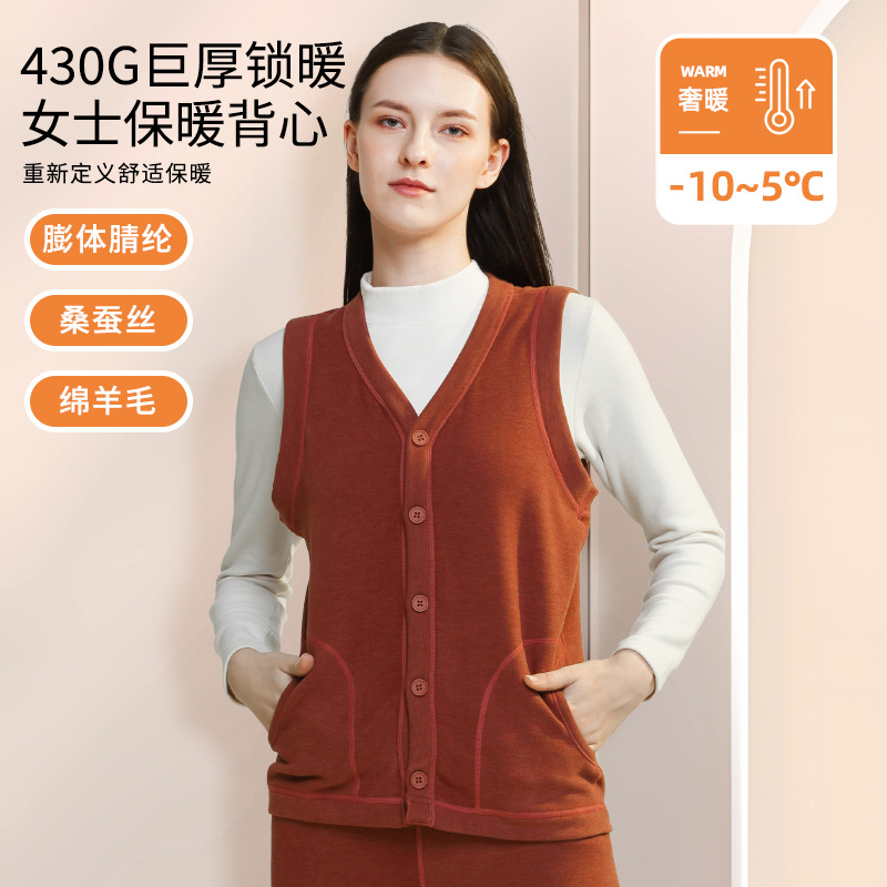 [Enorme y cálido] Nuevo abrigo de punto cálido de lana de seda para mujer de otoño e invierno con terciopelo grueso y chaleco exterior