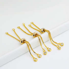 14K包金保色伸缩手链 胶塞珠盒仔调节延长链 diy手工收尾项链配件