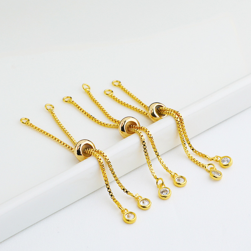 14K Pack Gold Color Retractable Bracelet Rubber Plug Bead Box Adjustable Extension Chain diy Handmade Casing Necklace Accessories 14K Pack Gold Color Retractable Bracelet Rubber Plug Bead Box Adjustable Extension Chain diy Handmade Casing Necklace Accessories
