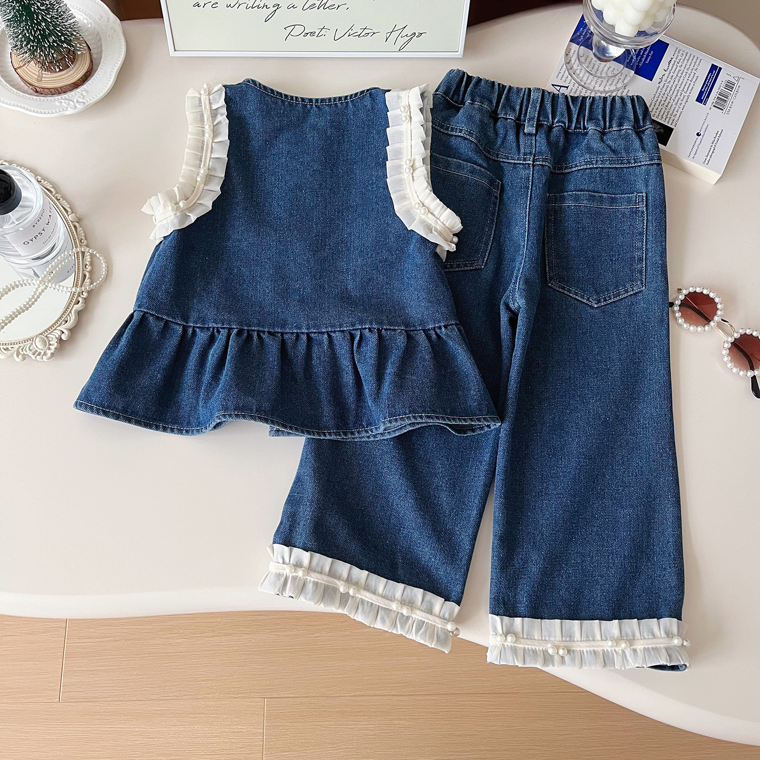 Mädchen Jeansweste Und Weite Hose Set Für Den Herbst_voghion.com