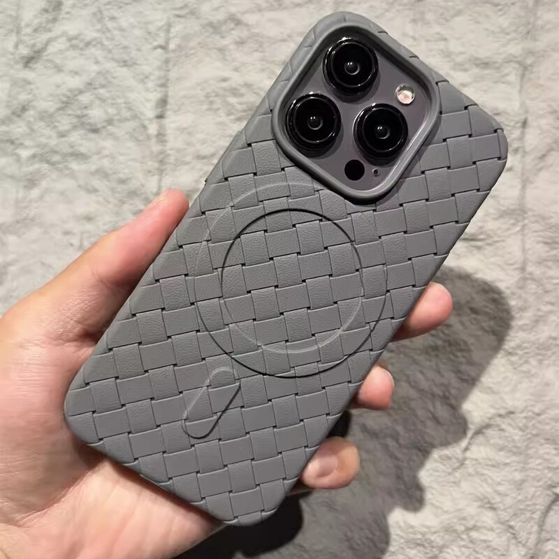For Apple 16 woven pattern mobile phone case Magsafe magnetic iPhone15 heat dissipation 14Pro anti-drop protective cover