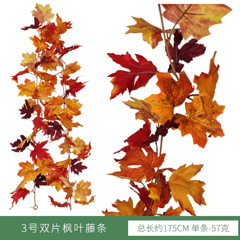 Hoja de arce artificial ratán Halloween adornos hojas artificiales artificial verde planta pared Amazon Acción de Gracias decoración colgante de pared