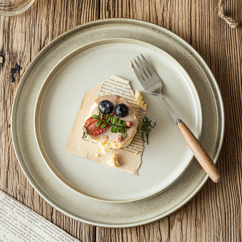 Platos de cerámica retro de estilo japonés, restaurante exquisito de alta calidad, bistec, plato de pasta, postre, plato de dim sum, vajilla para el hogar