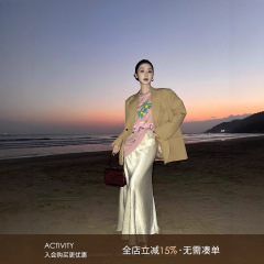 鹭青一【蝉羽】100醋酸半身裙女春夏轻奢光泽垂感A字缎面半裙