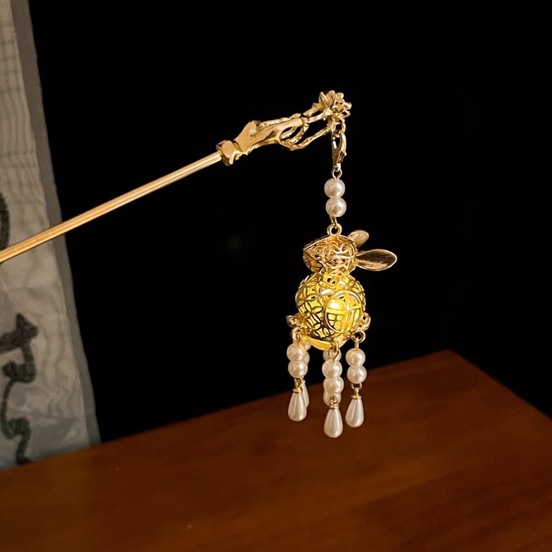 Los niños de estilo antiguo linterna brillante pinzas de cabello de ropa china tocado de cabello de niñas pinzas de cabello cheongsam paso sacudir la cabeza posterior pinzas de lámpara palacio